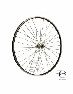 HJUL FRAM 62214 DB/SVART FA, RD/RIGIDA CHRINA 36H FAST AXEL 290MM EKER