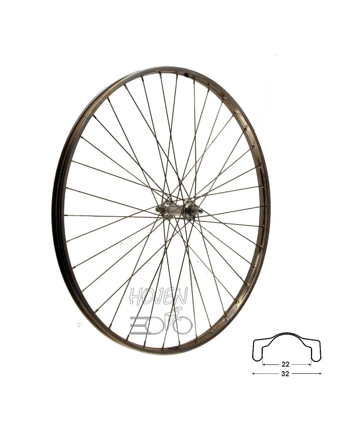 Hjul Fram 622-22 Rostfri Fa, RD/Joytech 36h Fast Axel 296mm Eker 3 Hjul Fram 622-22 Rostfri Fa, RD/Joytech 36h Fast Axel 296mm Eker