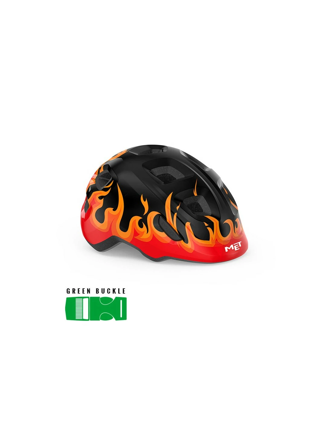 MET Helmet Hooray Black Flames (52-55 Cm) GRÖNT SPÄNNE 4 MET Helmet Hooray Black Flames (52-55 Cm) GRÖNT SPÄNNE - Bild 2
