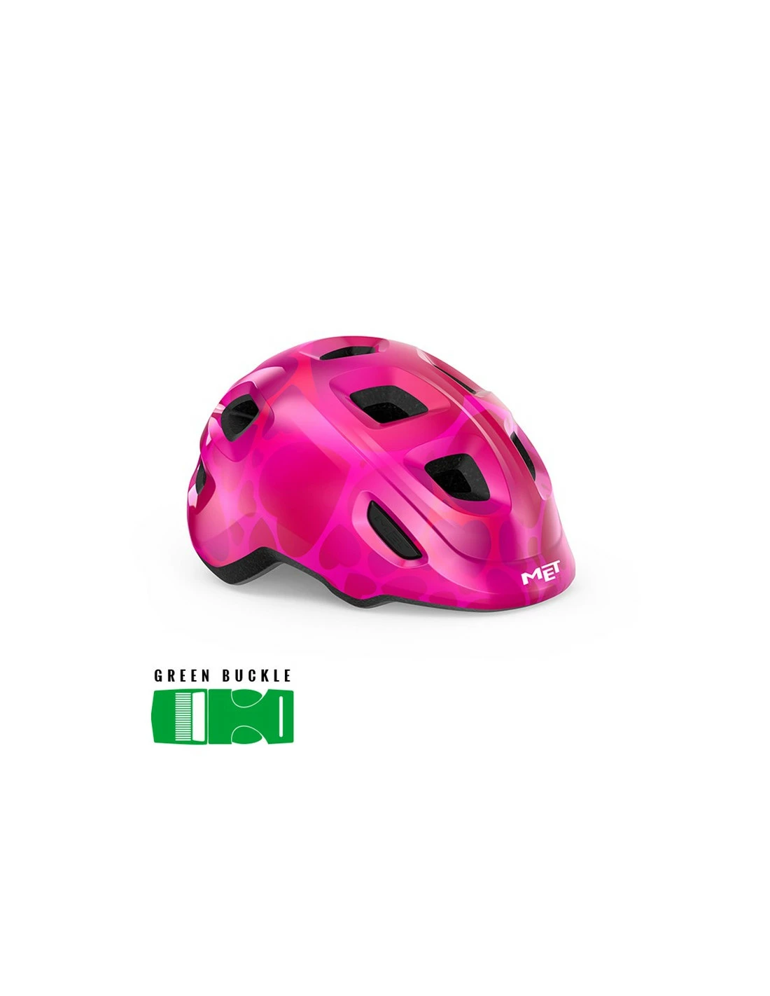 MET Helmet Hooray Pink Hearts/Glossy S (52-55 Cm) GRÖNT SPÄNNE 4 MET Helmet Hooray Pink Hearts/Glossy S (52-55 Cm) GRÖNT SPÄNNE - Bild 2