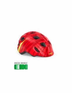 MET Helmet Hooray Red Zebra/Glossy S (52-55 Cm) GRÖNT SPÄNNE